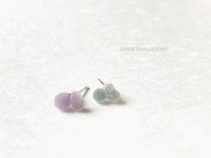 グレープカルセドニー原石ピアス④/ノンホールピアス