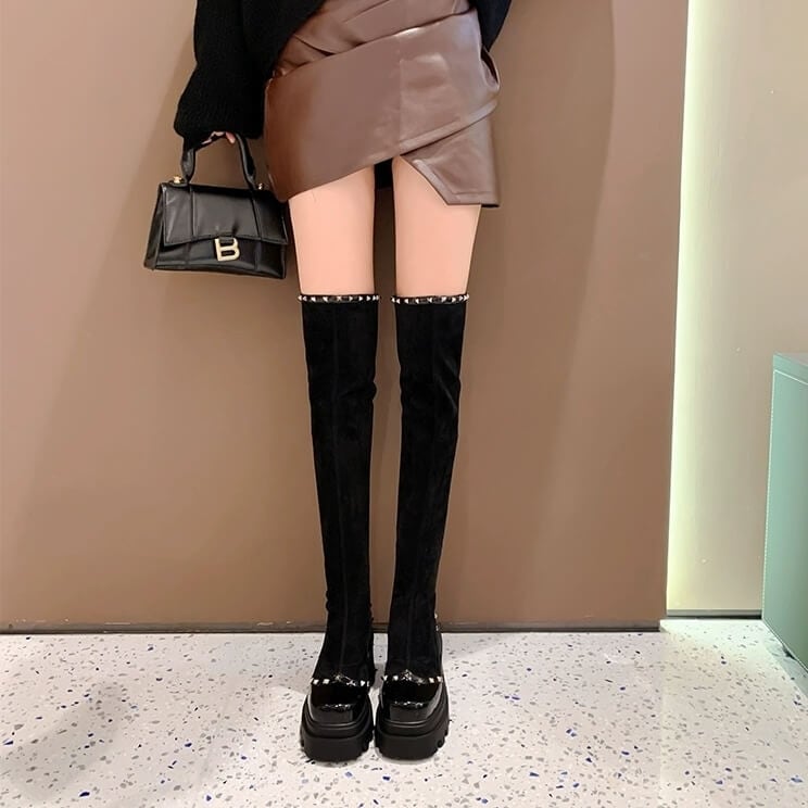 ⭐︎新品未使用⭐︎HIAND ブラック ニーハイブーツ 24センチ 2025aw