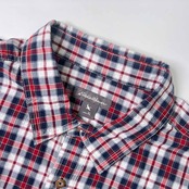 Eddie Bauer エディーバウアー チェック 半袖シャツ XL/レッド×ネイビー系 メンズ