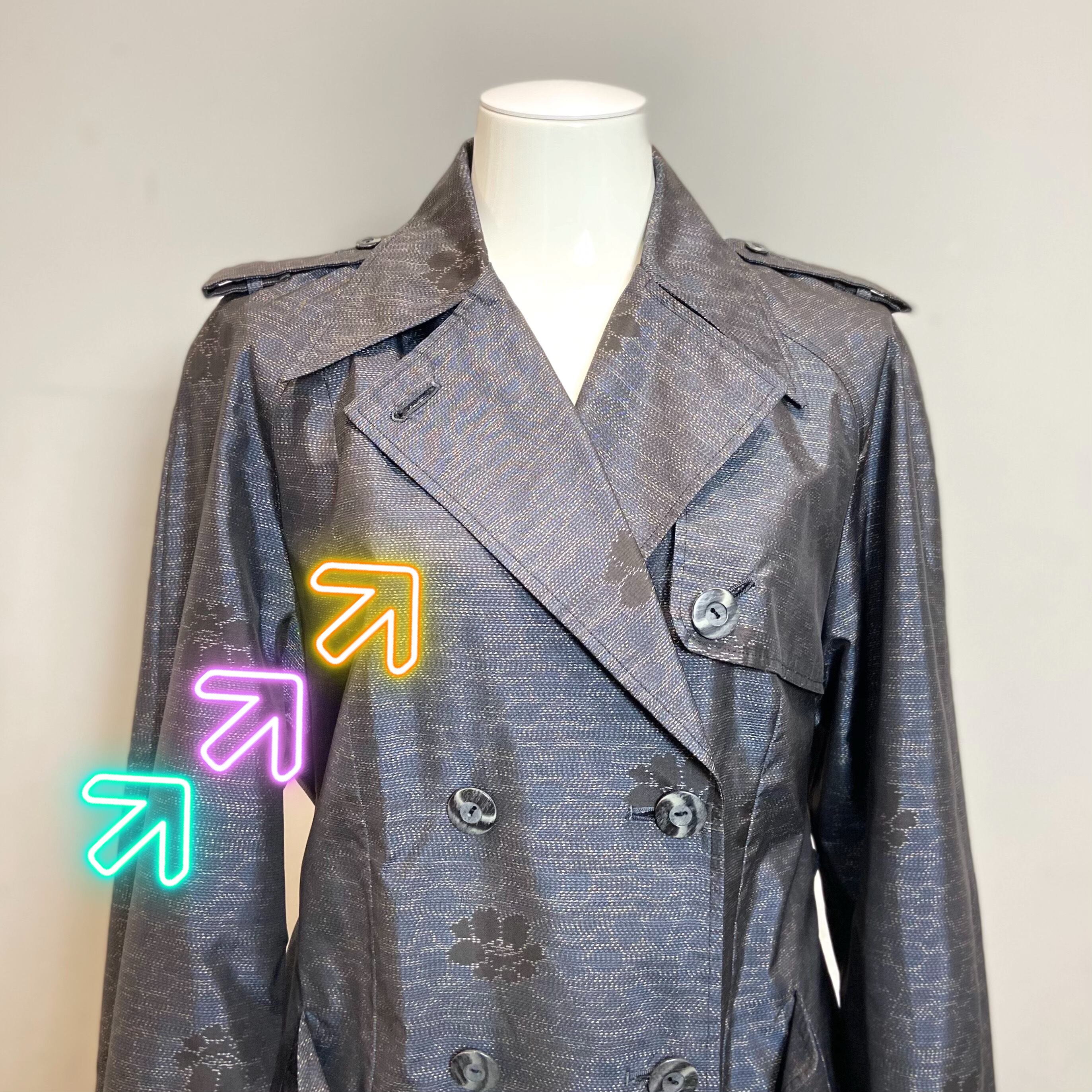 結'Sオリジナル】 本場大島紬使用 レディース トレンチコート 結'Sオリジナル】 本場大島紬使用 レディース トレンチコート