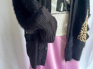 【KOH ISHIGURO】"再構築" REMAKE Leopard print and knit patchwork cardigan
