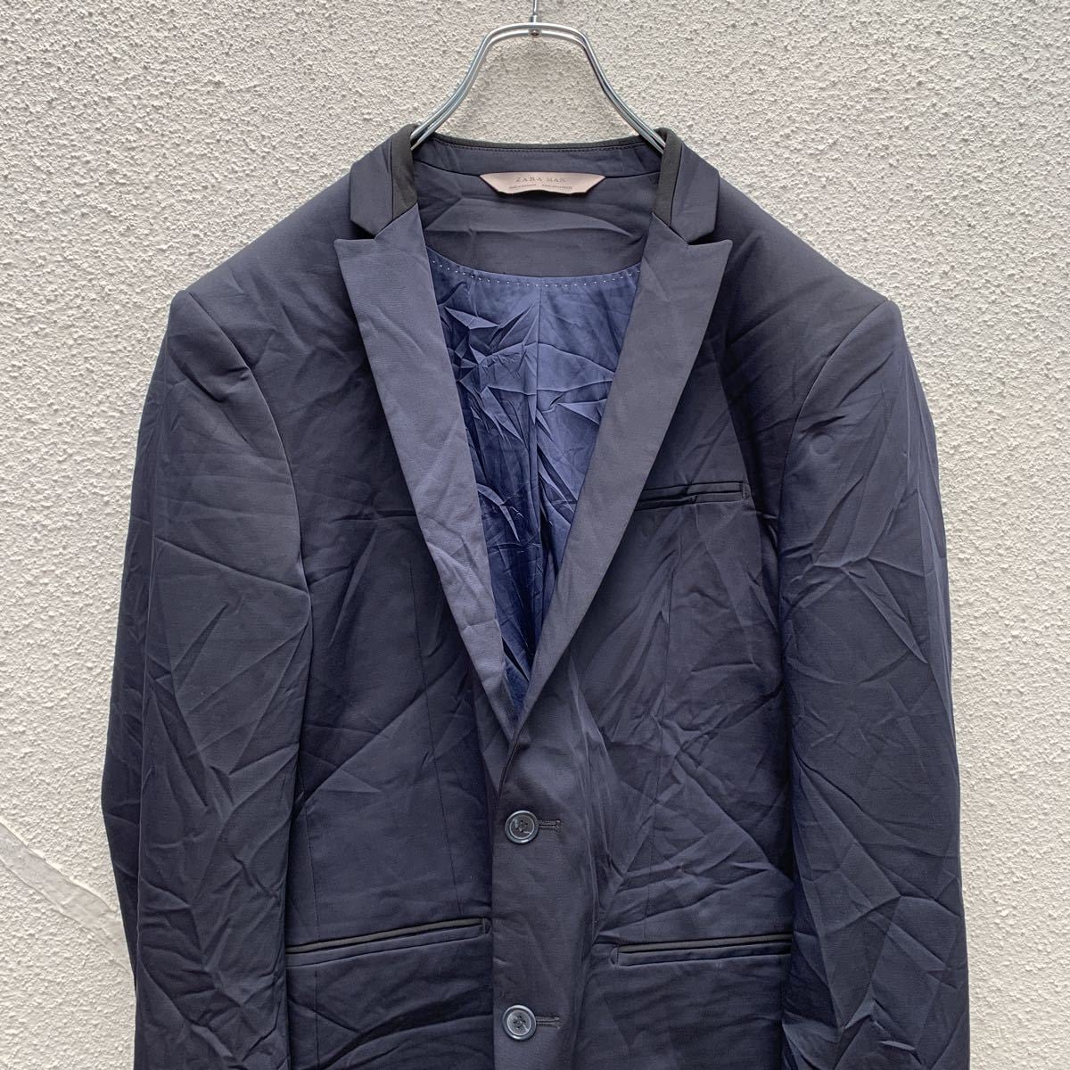 ZARA MAN テーラードジャケット 42 XLサイズ ザラ ストレッチ 紺