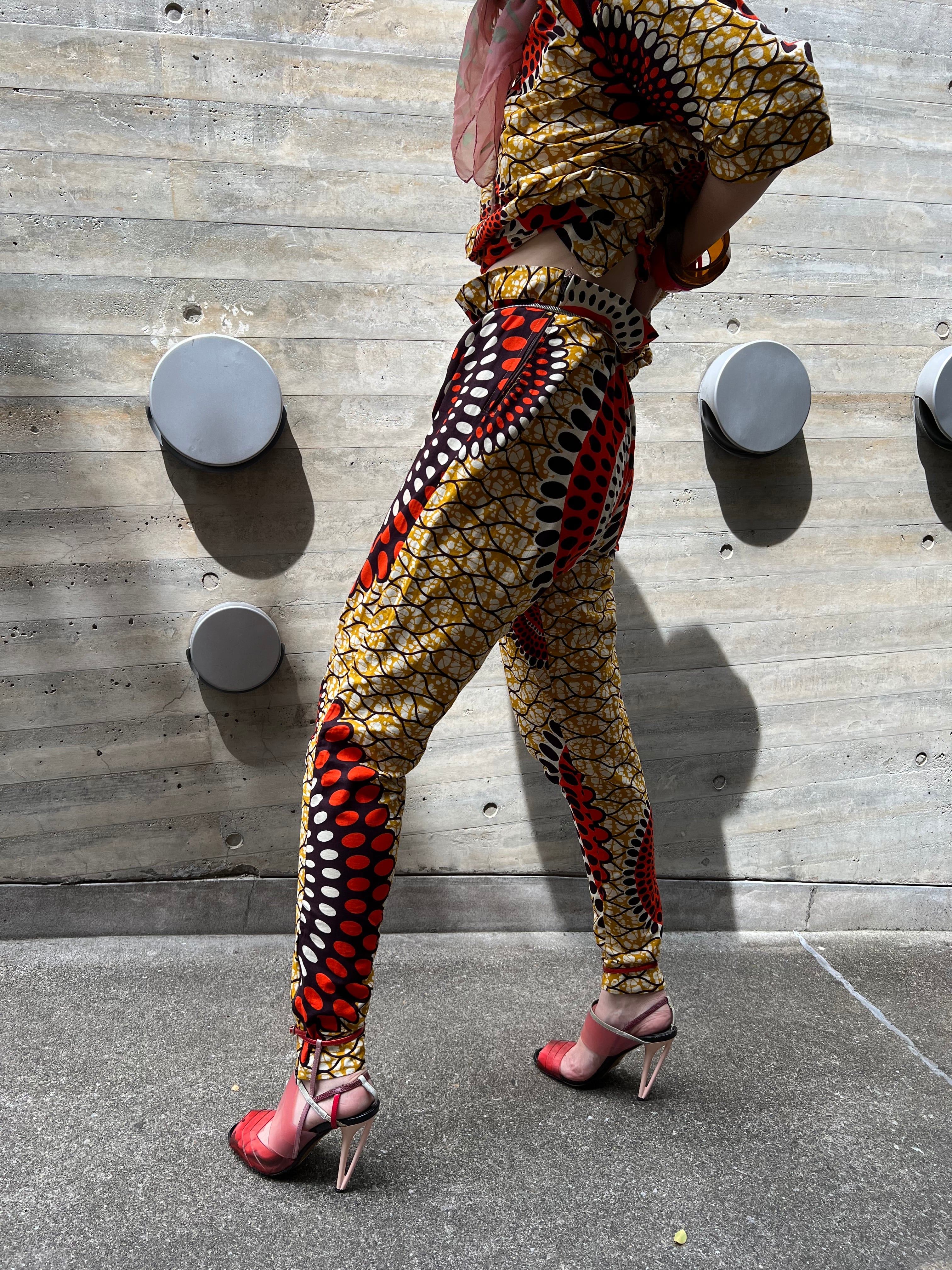 Vintage african batik cotton pants suits ( ヴィンテージ アフリカン