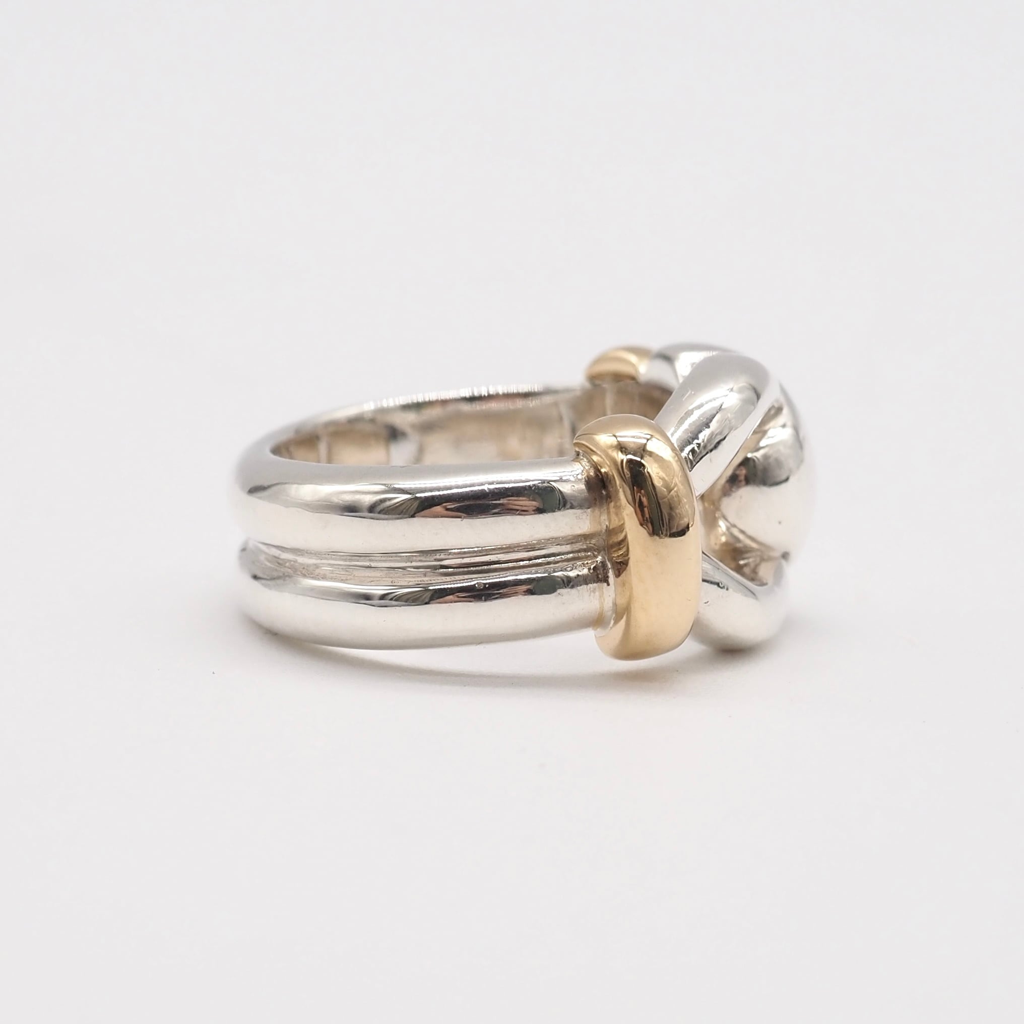 Tiffany&Co. 約12号 ワイドノット コンビ リング シルバー925 K18