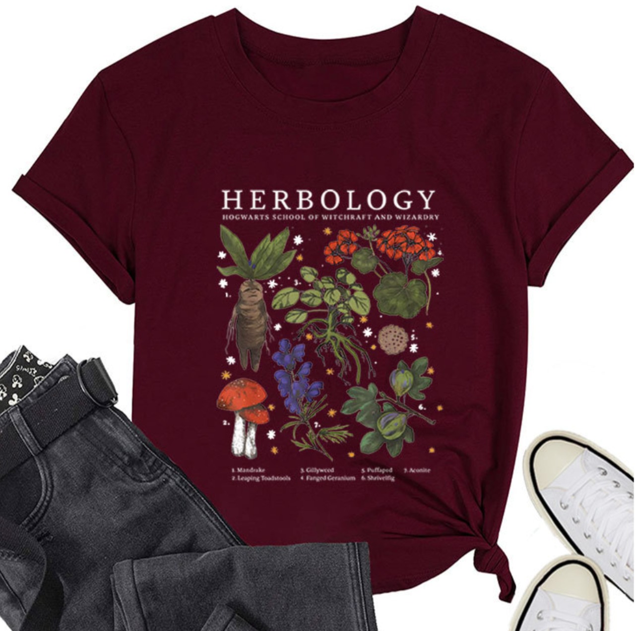 魔女の植物図鑑　魔女のTシャツ　濃色　M24367