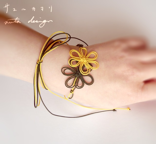 ブレスレット「サユルカヲリ」（黄×深緑）