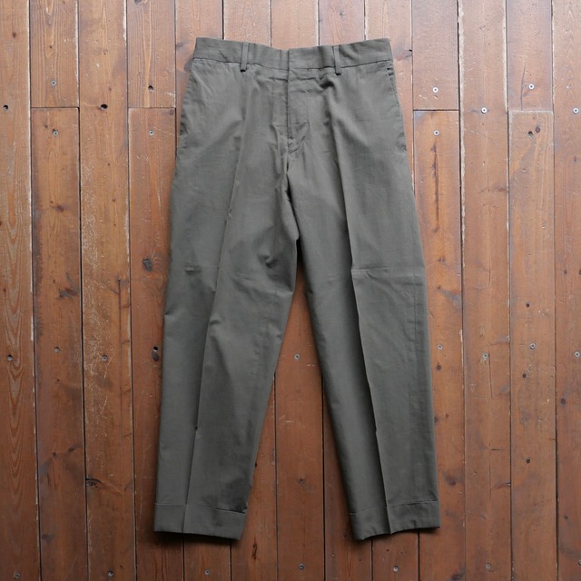 DRIES VAN NOTEN COTTON OLIVE SLACKS