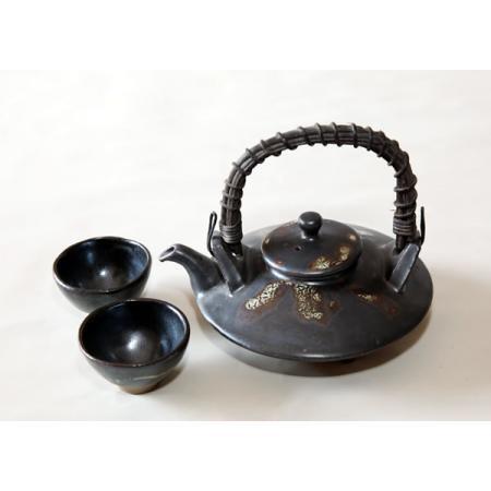 1090 薩摩錫器 錫 黒じょか・ちょか 桜島 イブシ加工 岩切　未使用 薩摩錫器 黒じょか 1090 薩摩錫器 錫 黒じょか・