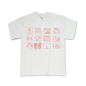 Window tee with sticker