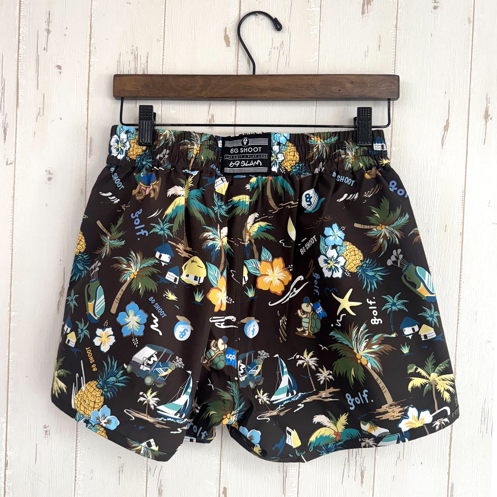 8G SHOOT×69slam ALOHA ショートパンツ　エイジシュート WOMEN'S】 8G SHOOT ×69slam ALOHA SHORT PANTS -BROWN- | 8G SHOOT