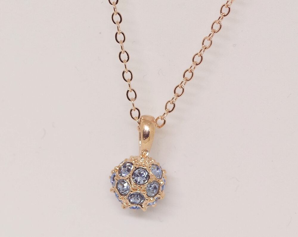 Ru.アクセサリーちゃっぴーさま 18K RGP ゴールド ダイヤ CZ ブルー ボール ネックレス pn3909