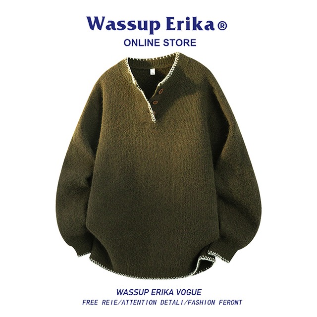 【WSシリーズ】★セーター★ 2color ニットトップス 男女兼用 メンズ カジュアル 配色 デザイン性有り