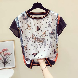 オレンジトリミングレトロプリントトップス36121