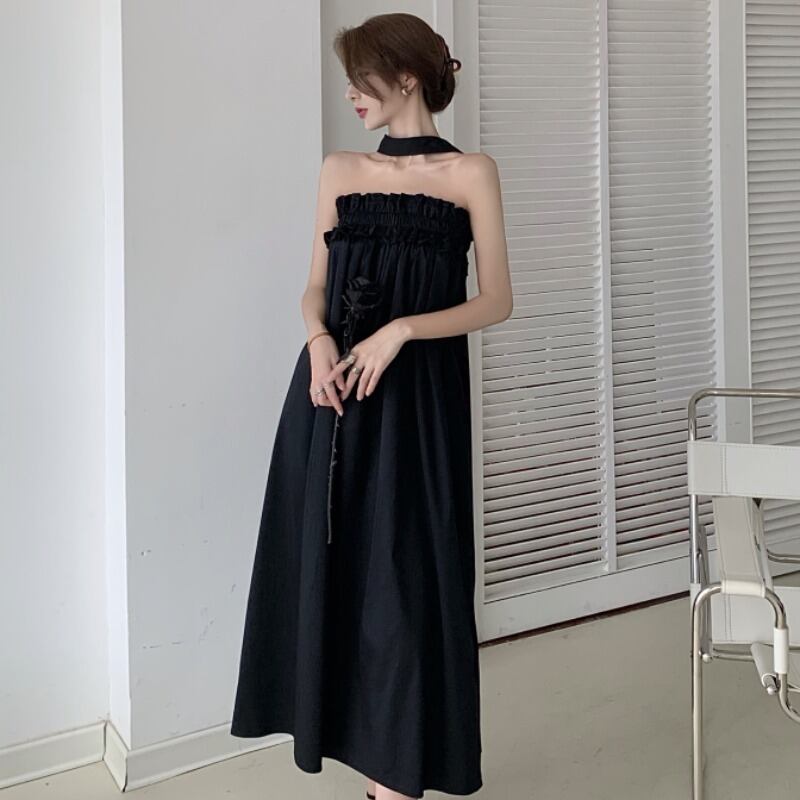 スタイルホルタートップス ブラックドレス サマールーズ 夏物 YY-ファッション42154913263