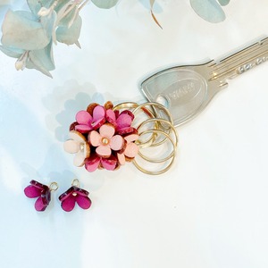 【３D(立体)本革フラワーパーツ】カランコエ(ピン付きタイプ）マゼンタ２個セット