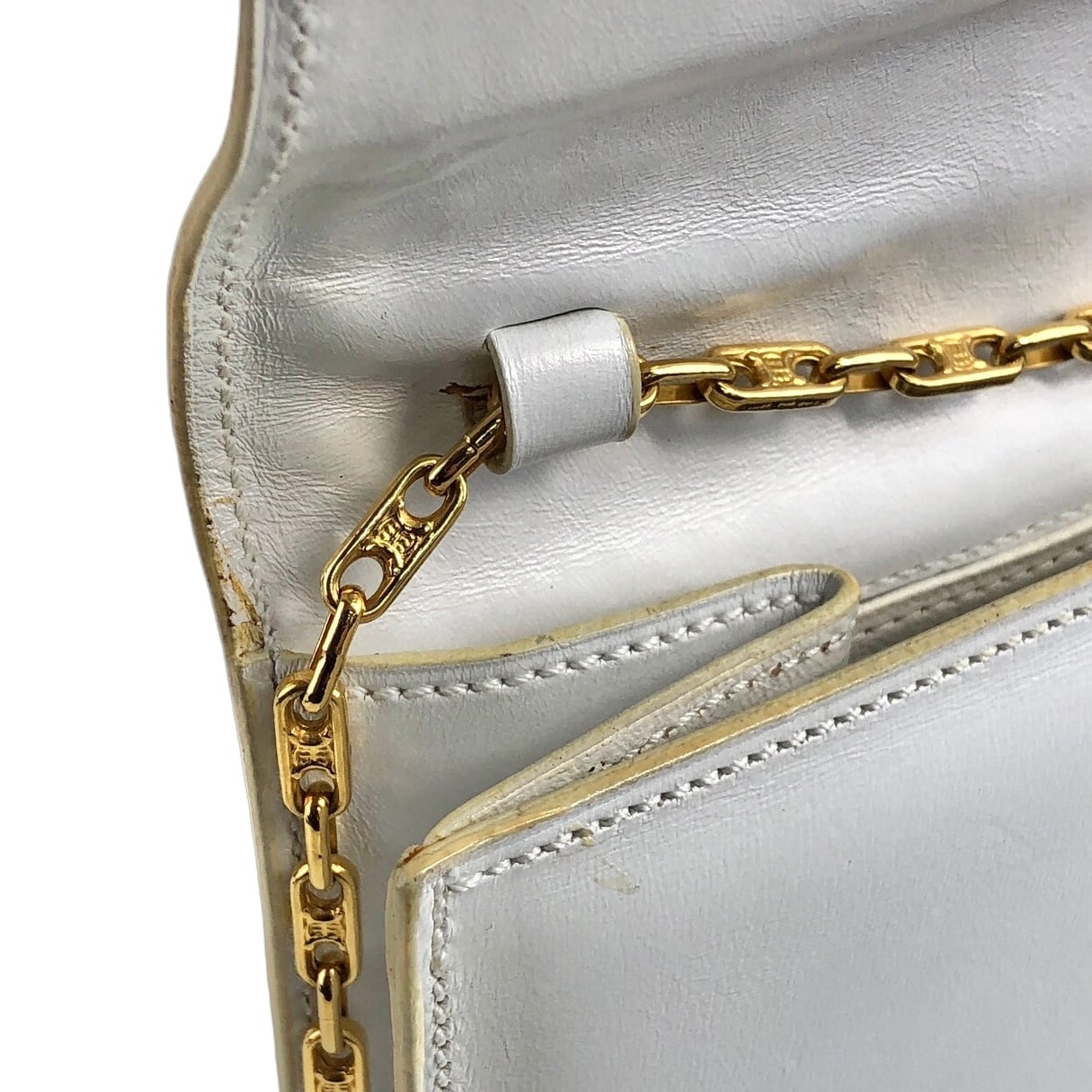CELINE セリーヌ ショルダーバッグ ホワイト ブラゾン レザー チェーン