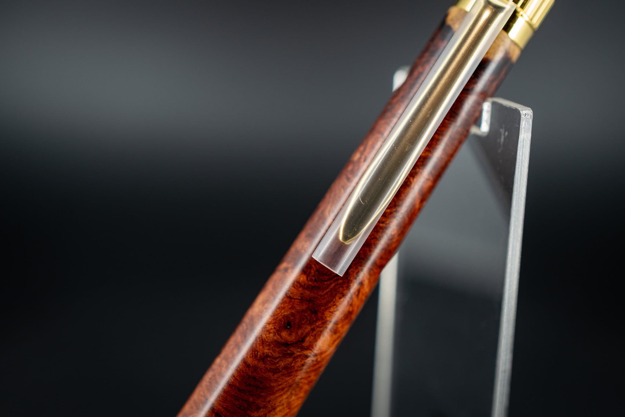 朱色の銘木】 花梨瘤 紅白 特上 象嵌 gold BP フルールドリス | 木軸