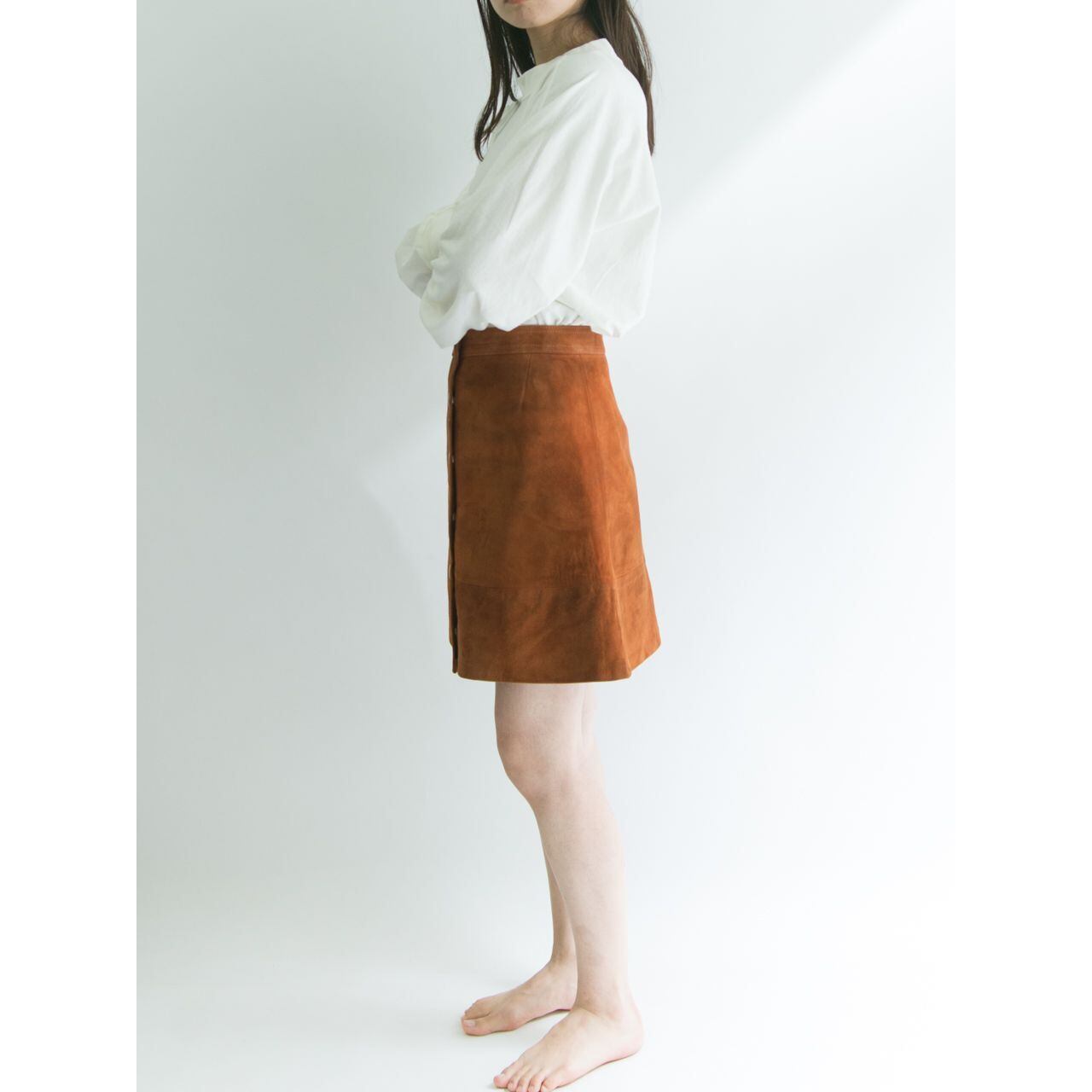 【Unknown brand】60's suede leather flare mini skirt（レザーフレアミニスカート）5c
