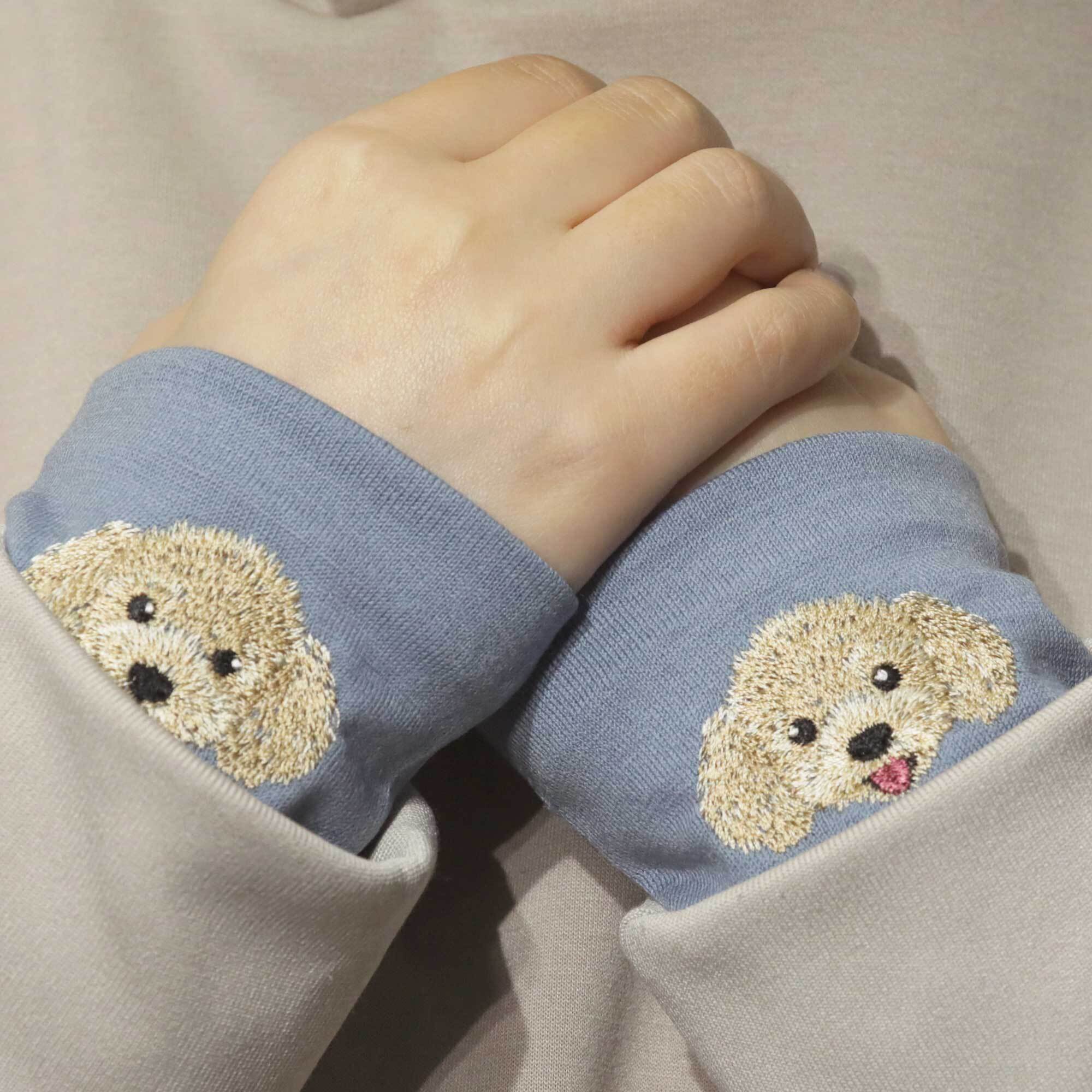 【犬リストマフラー】トイプードル薄茶/一度使うと手放せない気持ち良さ/ウール100%/手首の冷え取り/新モデル