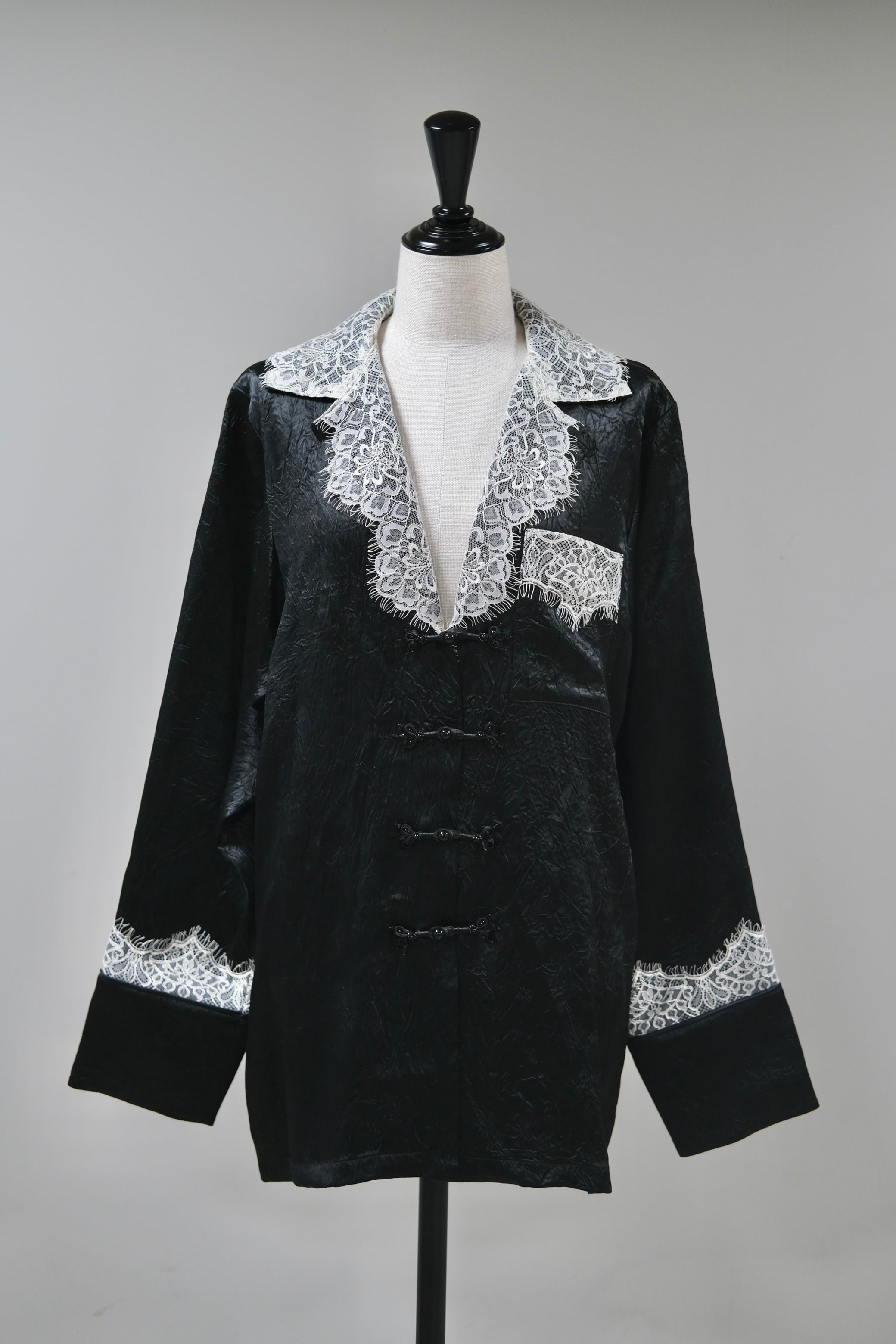 【Tanaka Daisuke】lace collar sleep china button shirt