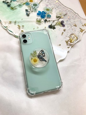 スマホグリップ　Flower and Butterfly