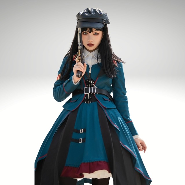 サブカル 服 地雷系 通販 ミリロリ 軍ジャケットZIPファスナー 徽章 闇かわいい COS コンカフェ イベント衣装 アイドル衣装