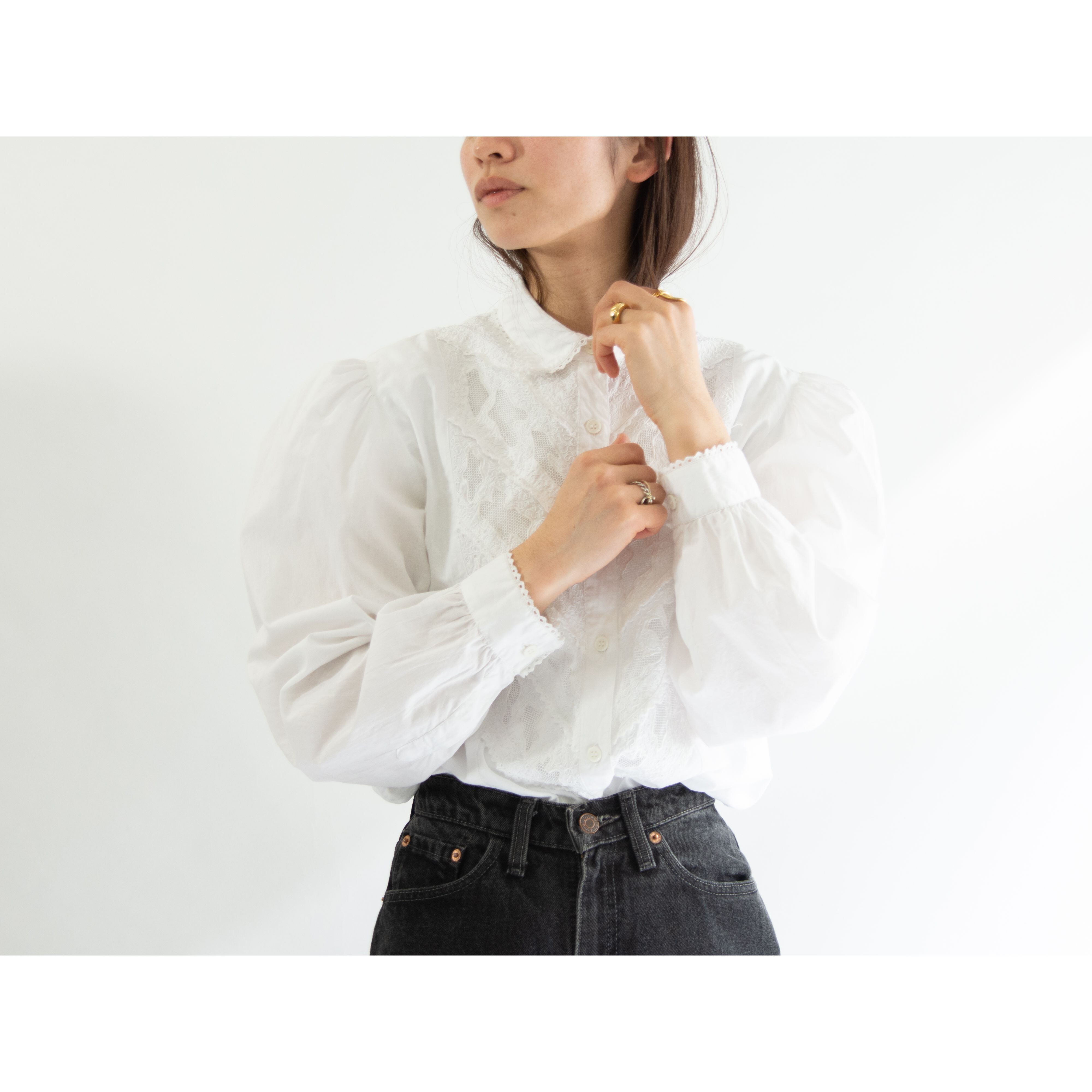 【Unknown brand】"REINE BAUMWOLLE" cotton lace blouse(コットンレースブラウス)1d
