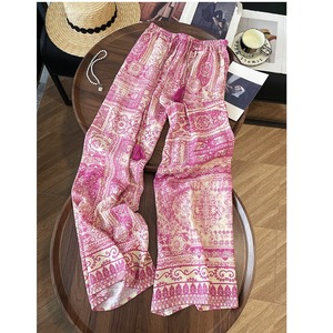 pink vacation-print wide-leg pants〈t1614〉