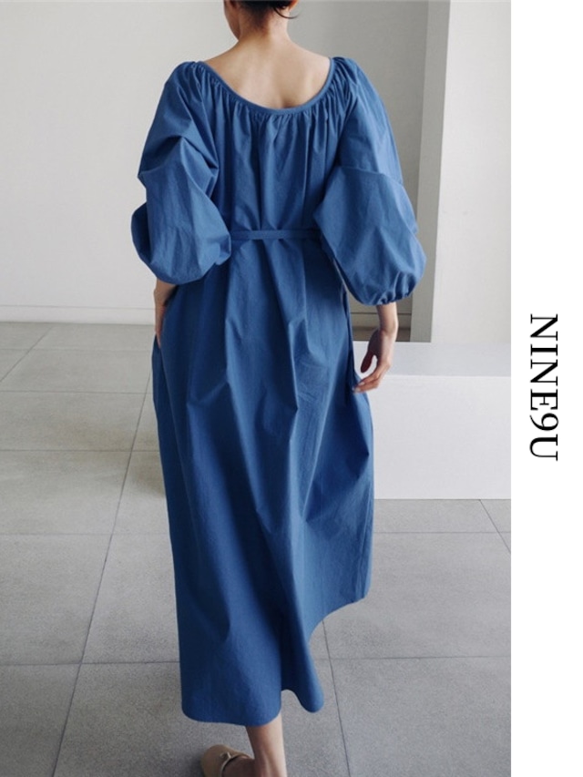 balloon-sleeve natural cover one-piece 4color【NINE7708】