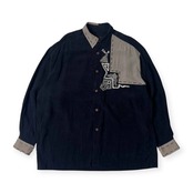Santa Fe サンタフェ 藍染 デザイン 長袖シャツ 4/濃紺 ネイビー メンズ