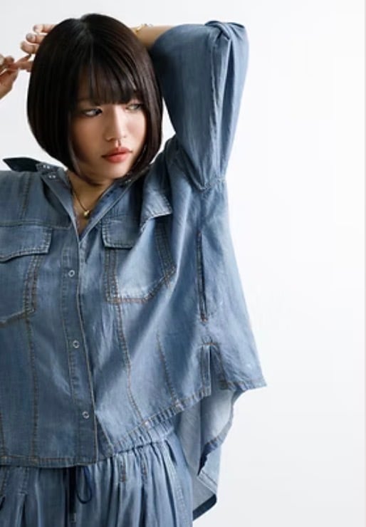 ayane アヤン シアーデニムショート丈シャツ 816301