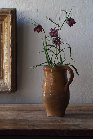 黄色い大地の色 片手壺-antique french pottery pot