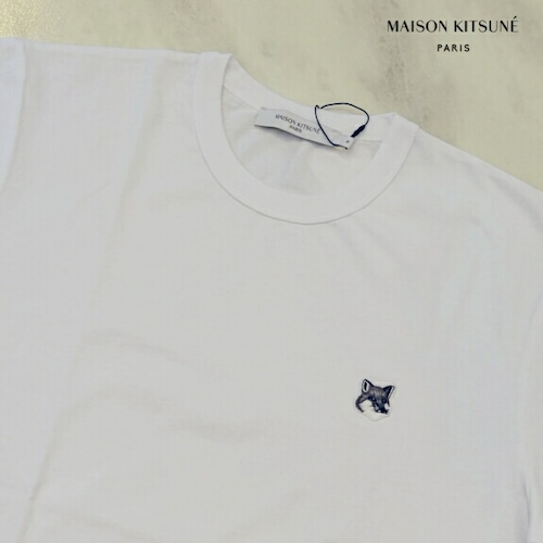 Maison Kitsune メゾン キツネ Tシャツ 半袖 メンズ グレー フォックスヘッド パッチ クラシック Tシャツ 2023年モデル GM00118KJ0008 WHITE