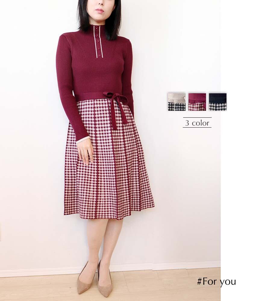 チェックスカートの清楚ワンピース_e0052111020