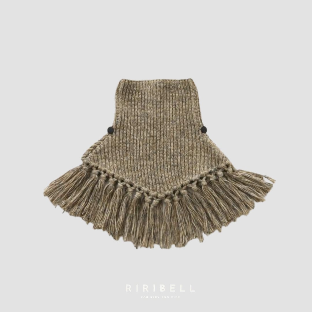 予約 / 送料無料【eLfinFolk】Nep Yarn Rib Knit Cape - brown / 9月入荷