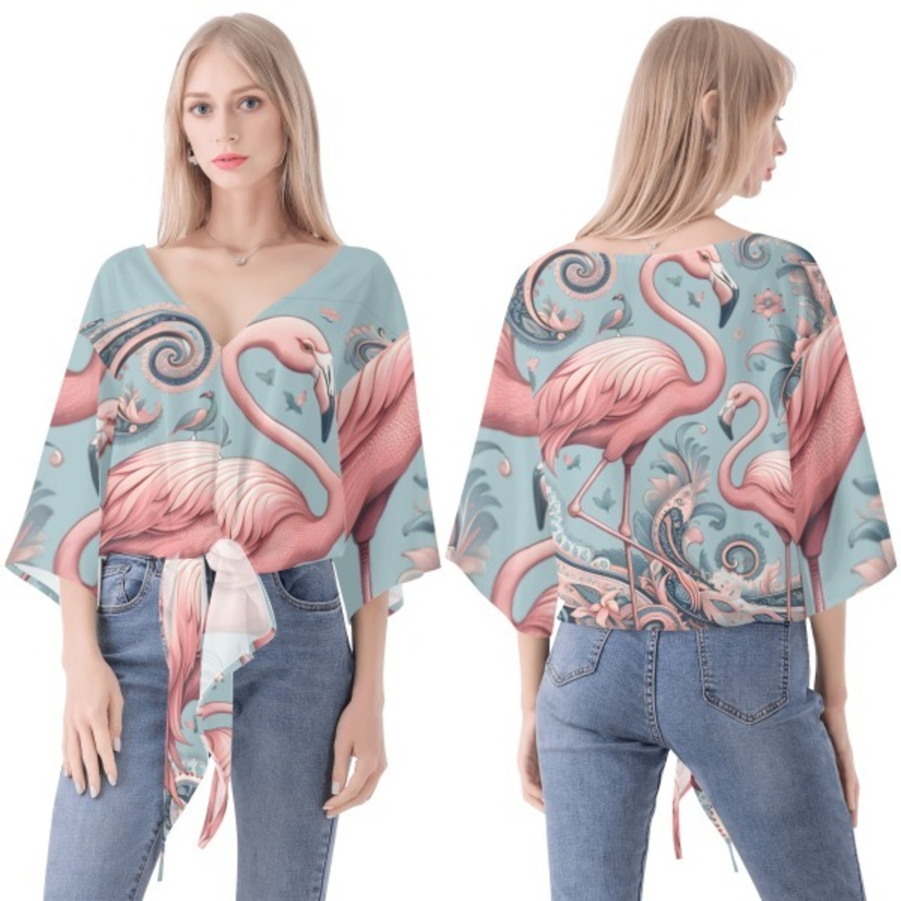 Women‘s’ V-neck Streamers Chiffon Blouse Paisley 4700