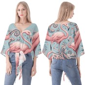 Women‘s’ V-neck Streamers Chiffon Blouse Paisley 4700