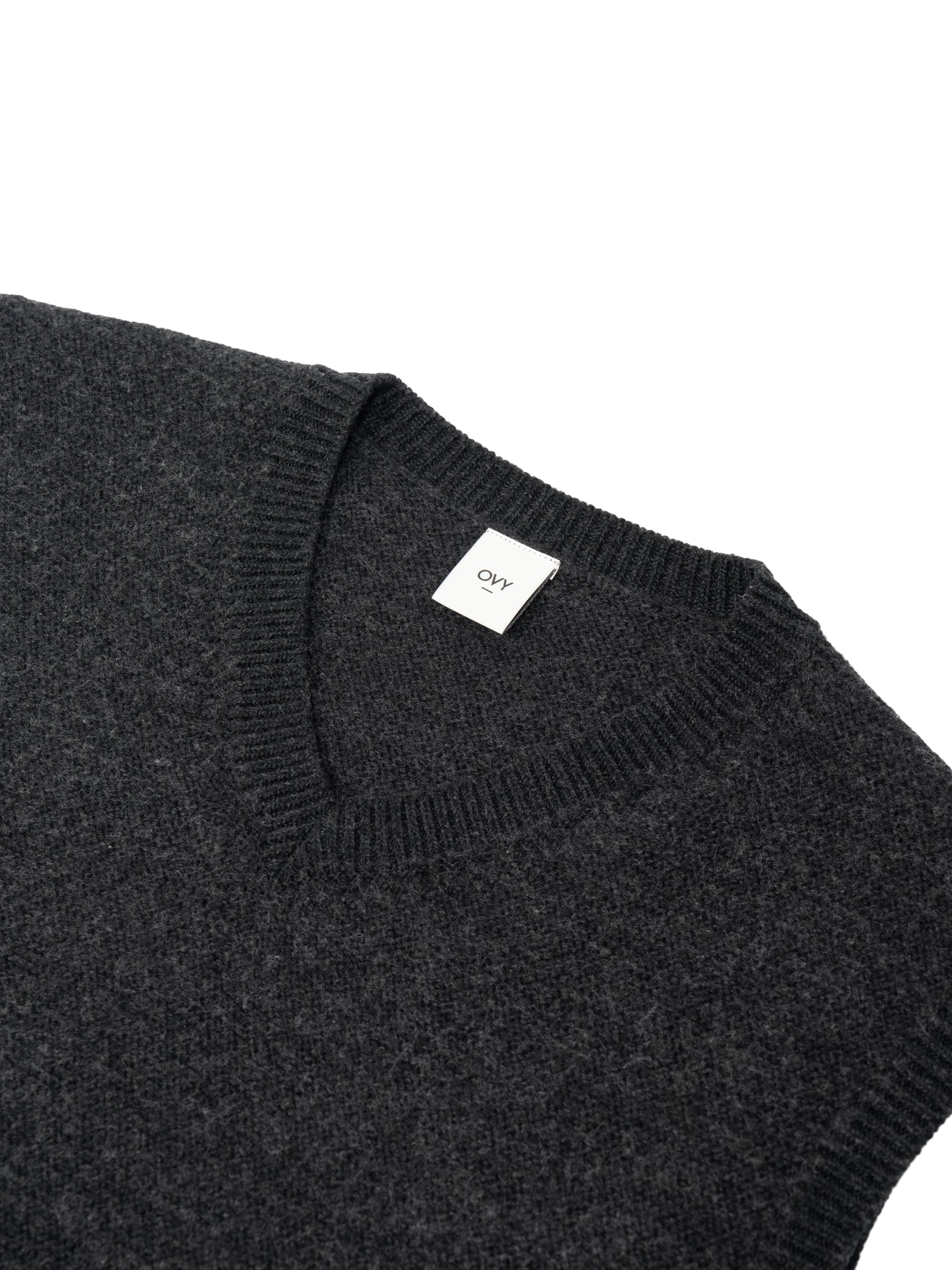 ◾️Ovy ◾️Cotton Wool V-neck Knit Vest チャコール Cotton Wool V-neck Knit Vest (charcoal) | OVY