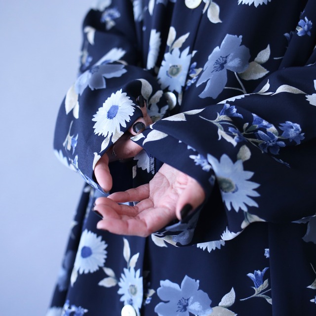 beautiful blue flower pattern over silhouette shirt