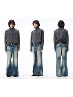 JCAESAR STUDIO Rib Jacquard Zip Sweater