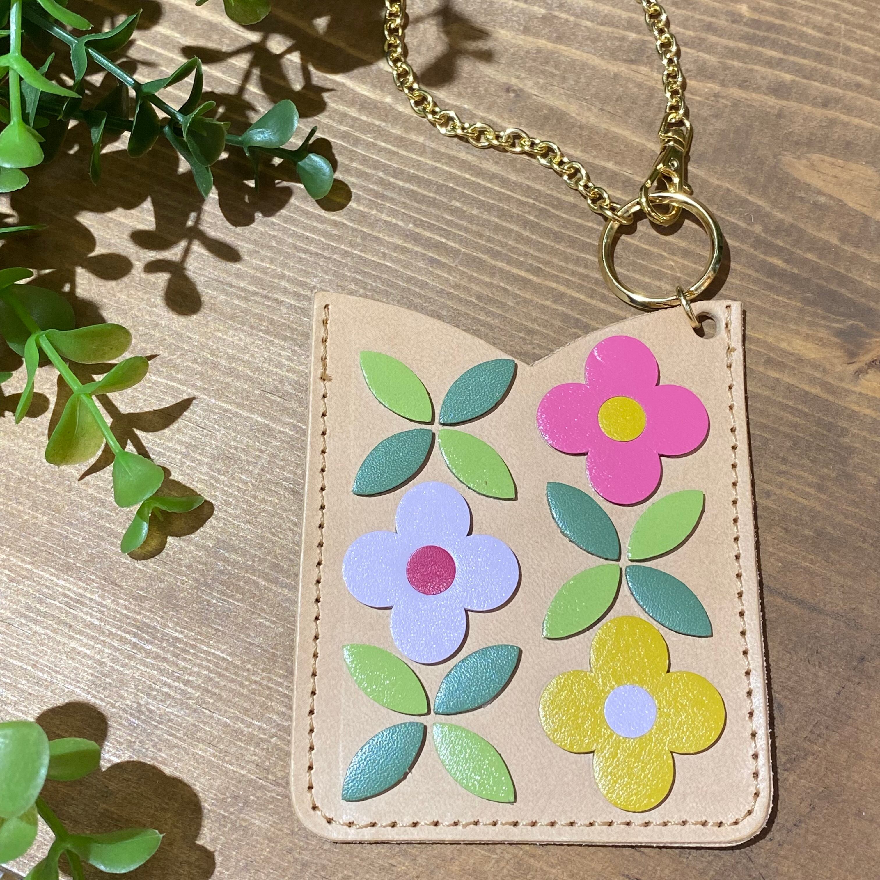 手作りキット 簡単に出来る お花の牛革パスケース パスケース色ナチュラル Bougainvillea ブーゲンビリア ハンドメイド用 フラワーレザークラフトパーツ