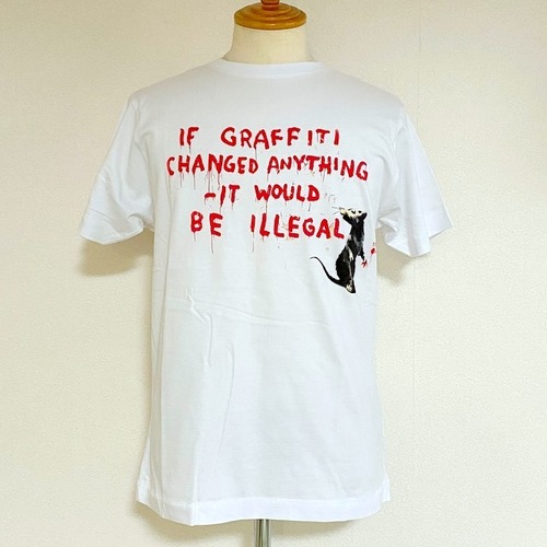 BANKSY T SHIRT - IF GRAFITTI CHANGED　White