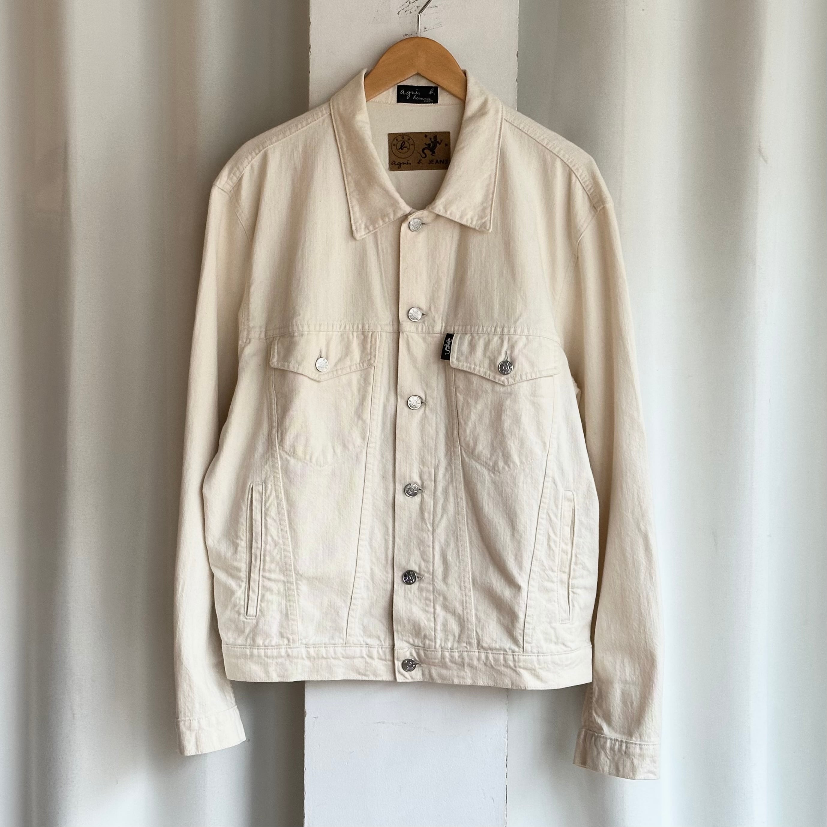 agnes b. HOMME WHITE DENIM JACKET MADE IN FRANCE | safarionline