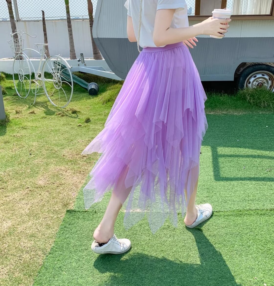 スカート ボトムス レディース チュールスカート フレアスカート 膝丈  