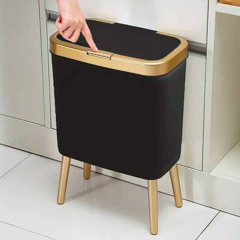 ゴミ箱 大容量 15L 脚付き ブラケット付き 蓋つき 長方形 シンプル スタイリッシュ 3色 グリーン 15リットル ゴミ箱 蓋付き 脚付き ゴールド 3色 ホワイト グリーン
