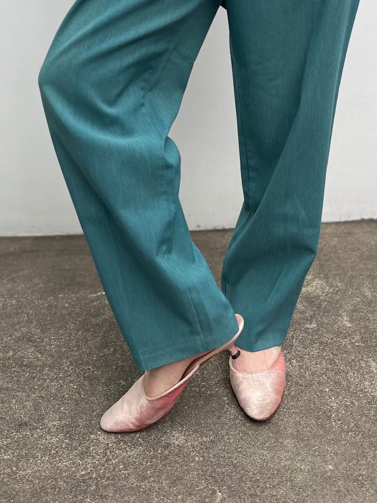 Vintage blue green simple poly pants ( ヴィンテージ ブルー