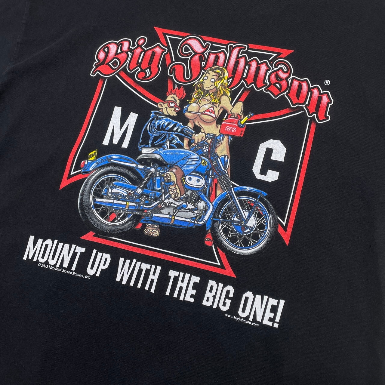 00年代 BIG JOHNSON JOHNSON モーターサイクルプリントTシャツ メンズ 