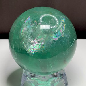 m05.虹が美しいレインボーグリーンフローライトスフィア