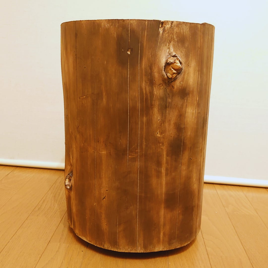 ウッドスツール焼き・丸太サイドテーブル・無垢無塗装・オーガニック