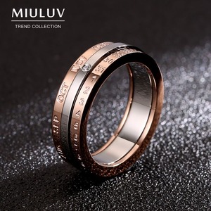 【MIULUV】リング レディース メンズ 日付 人工ダイヤモンド 金属アレルギー対応 ピンクゴールド ローズゴールド チタン ステンレス 指輪 アクセサリー (DTC-539714612643)